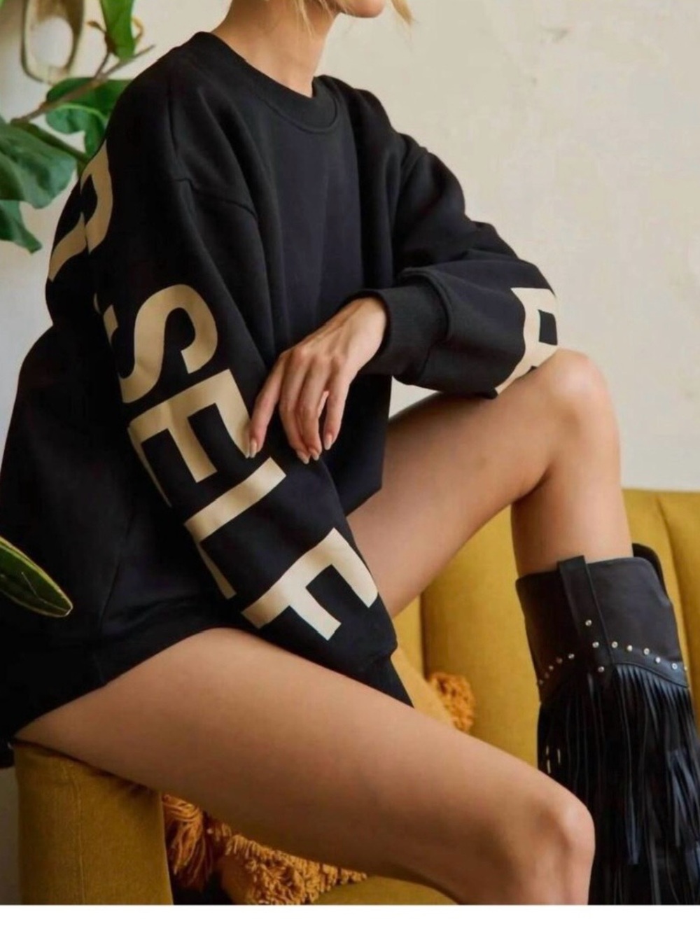 NEW JADE BY JANE be yourself love yourself oversized sweatshirt in black